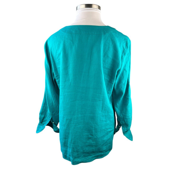 Lauren Ralph Lauren 100% Linen Top Split Neck Roll Sleeve Shirt Plus Size 1X - Picture 6 of 9